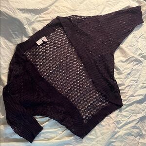 Elegant Dark Purple Open-Knit Sweater